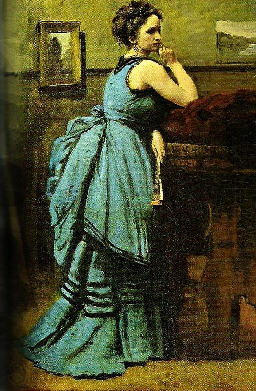Jean Baptiste Camille  Corot woman in blue France oil painting art